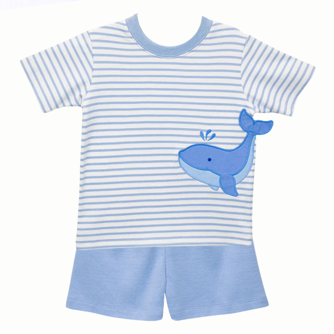 Zuccini Whale Applique Short Set