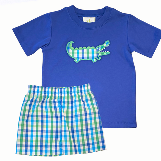 Zuccini Alligator Applique Short Set