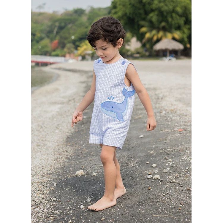 Zuccini Whale Ashton Boys Applique Shortall