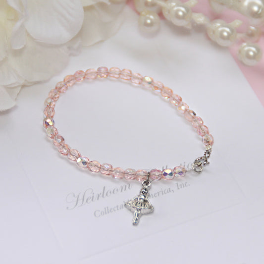 Dance Ballerina Pink Crystal Bracelet