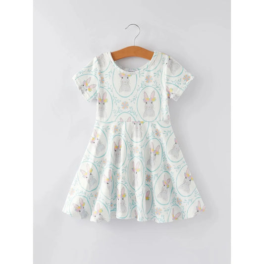 Blue Floral Easter Bunny Dress