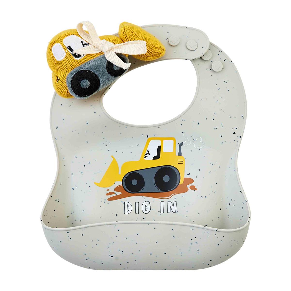 Mud Pie - Silicone Dinosaur or Bulldozer Bib Set