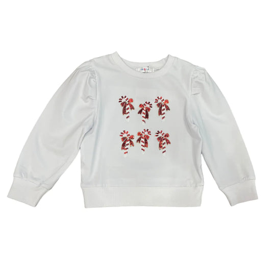 Girls Christmas Candy Cane Sequin Shirt