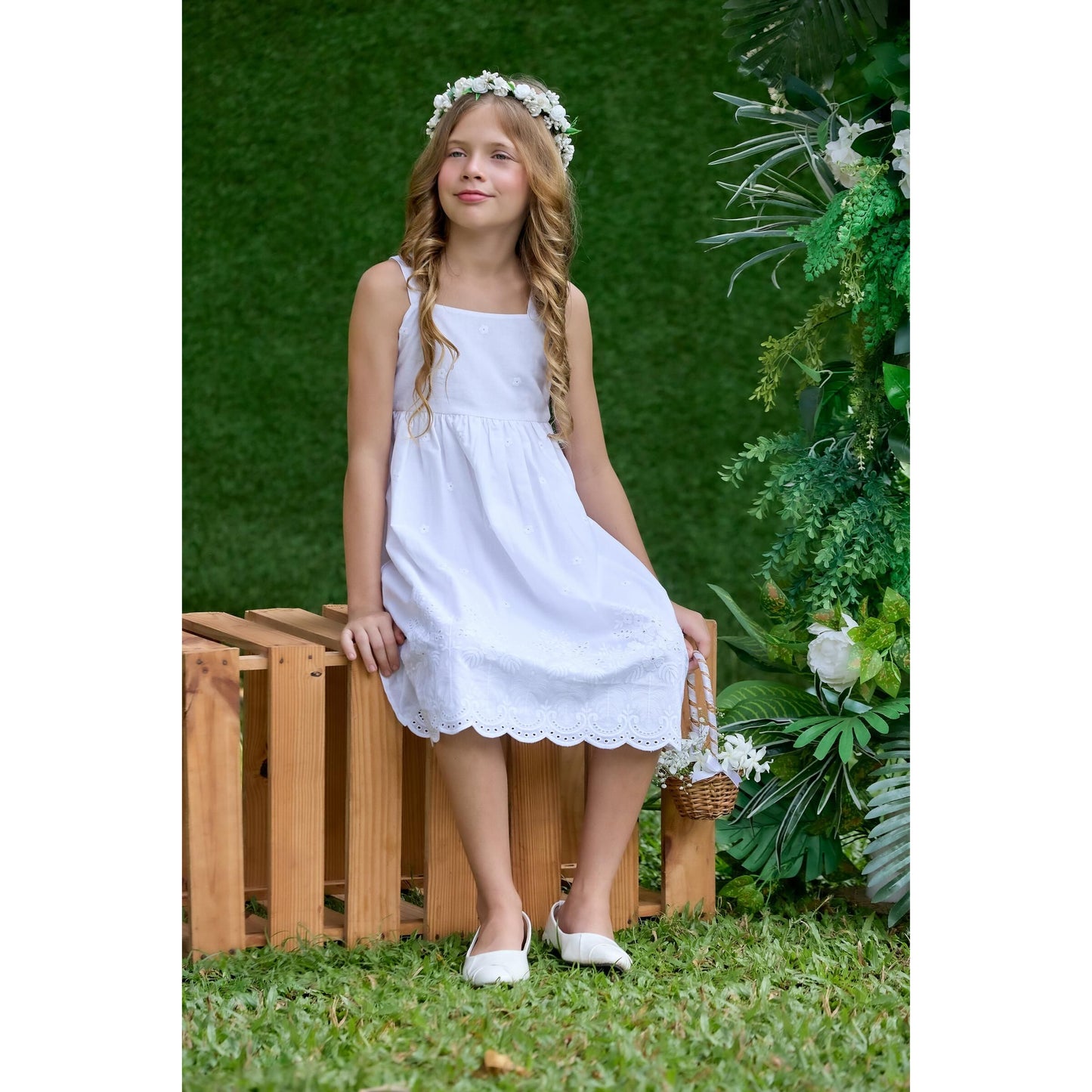 Bella Emma Charlotte Eyelet Dress White