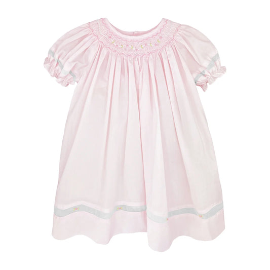 Petit Ami Smocked Pink Day Dress Voile Insert