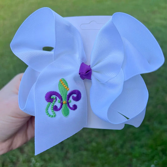 Fleur De Lis Mardi Gras Hair Bow