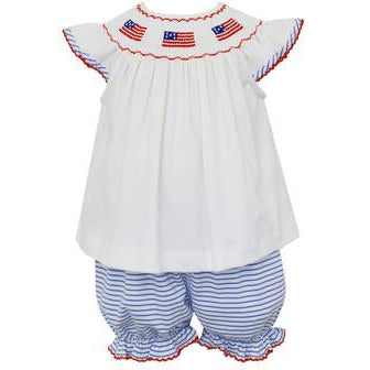 Petit Bebe Girls Patriotic Flag Bloomer Set