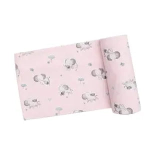 Gray Elephants Pink Swaddle Blanket