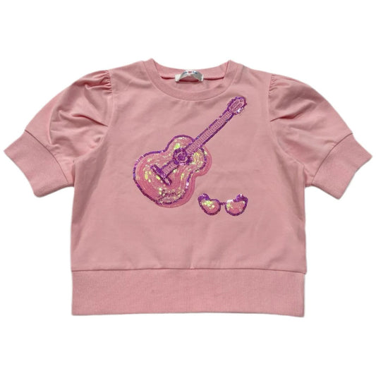 Lulu Bebe Girls Guitar Sequin Puff Sleeve Shirt