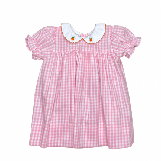 Lulu Bebe Pumpkin Embroidery Dress Pink