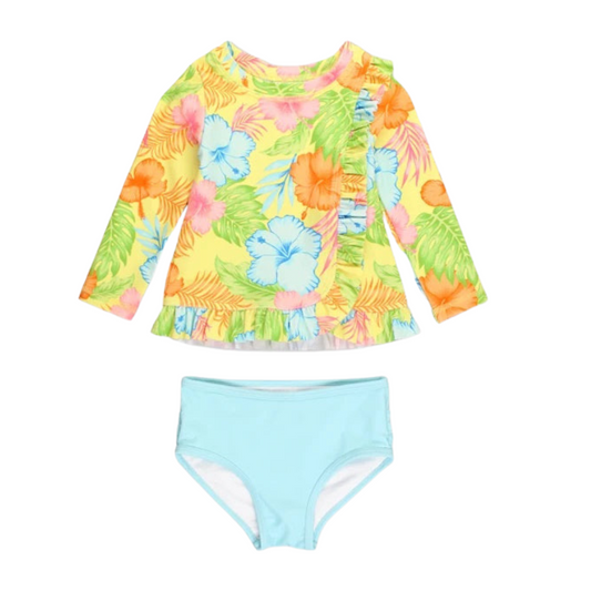 Ruffle Butts Happy Hula Rash Guard 2 Piece