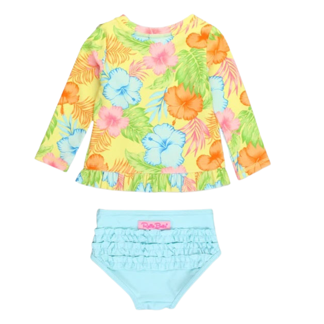 Ruffle Butts Happy Hula Rash Guard 2 Piece