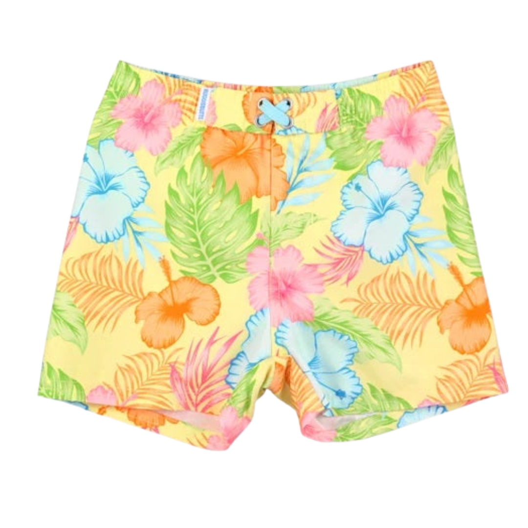 Ruffle Butts Swim Trunks Happy Hula