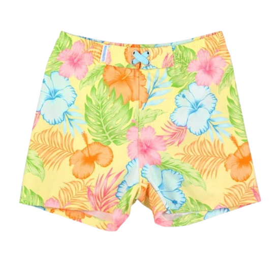 Ruffle Butts Swim Trunks Happy Hula