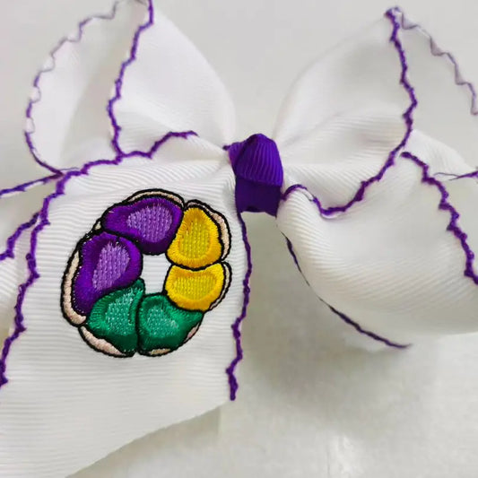 King Cake Hair Bow