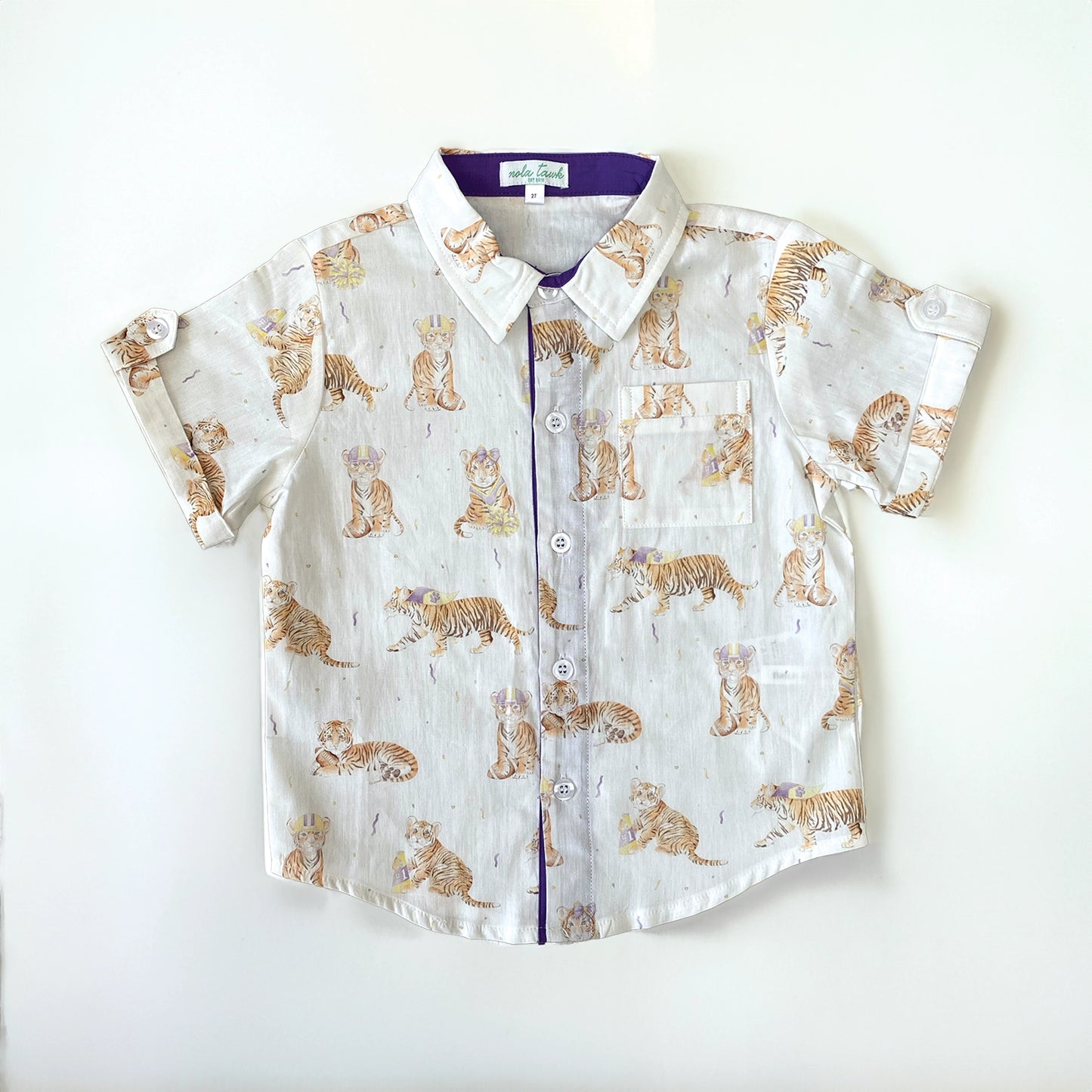 Louisiana Tiger Short Sleeve Collared Shirt