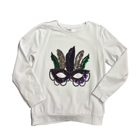 Mardi Gras Sequin Mask Shirt