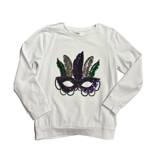 Mardi Gras Sequin Mask Shirt