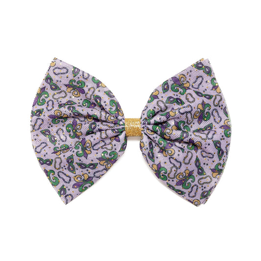 Mardi Gras Tulle Bow Clip