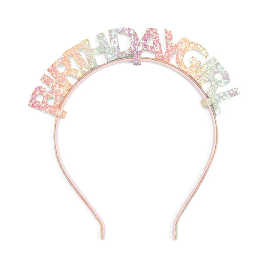 Pastel Rainbow Birthday Girl Headband