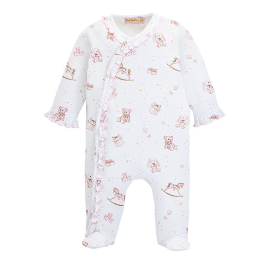 Baby Club Chic Pink Baby Toys Ruffle Footie