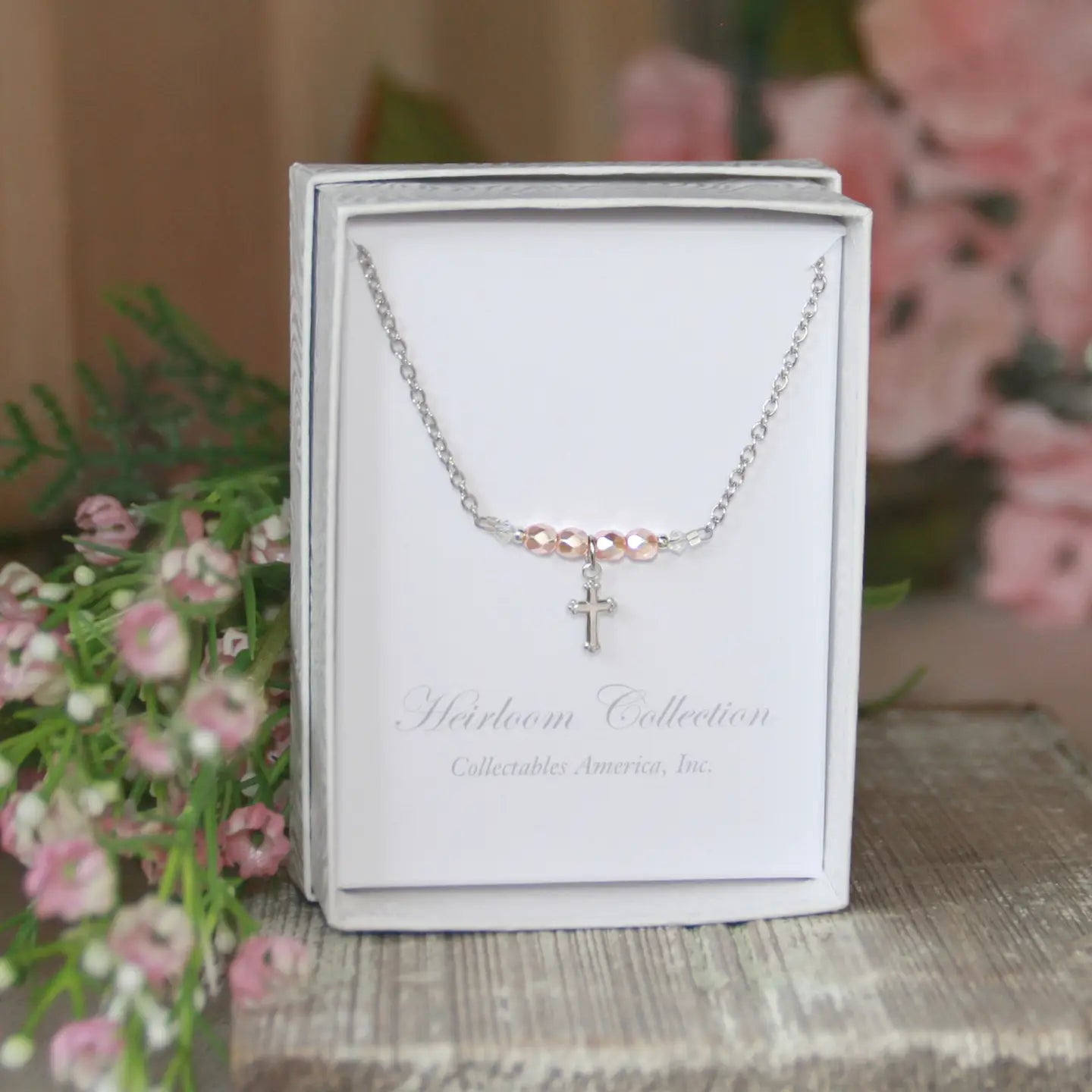 Pink Crystal Cross Necklace