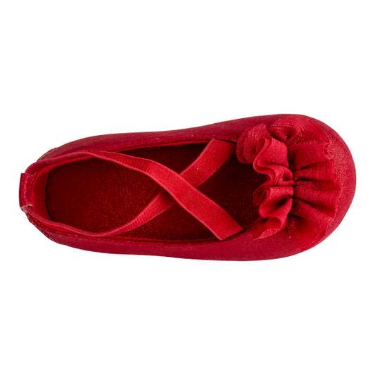 Red Shimmer Flat with Elastic Criss Cross (Baby)