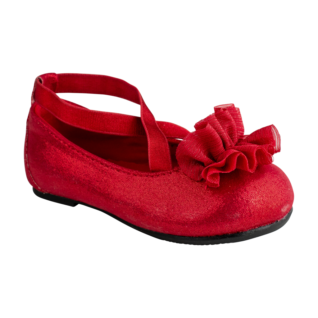 Red Shimmer Flat with Elastic Criss Cross