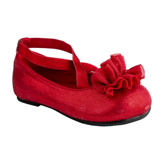 Red Shimmer Flat with Elastic Criss Cross