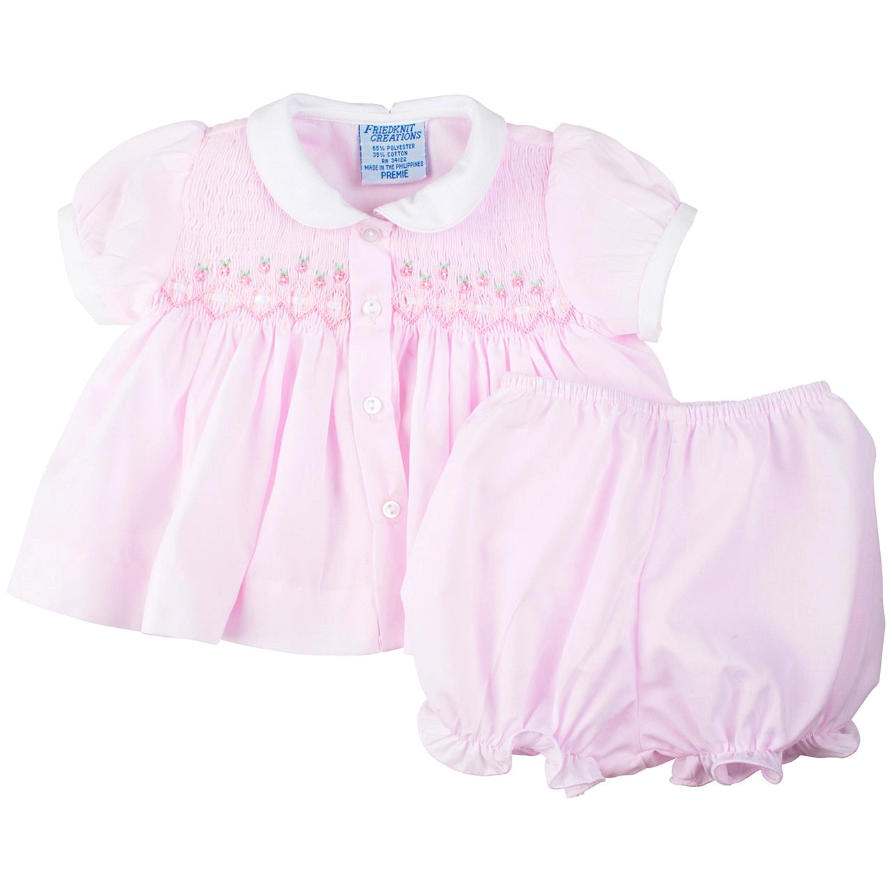 Pink Ribbon Smocked Diaper Set