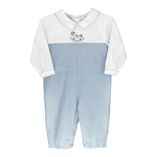 Petit Ami Rocking Horse Boys Embroidered Longall