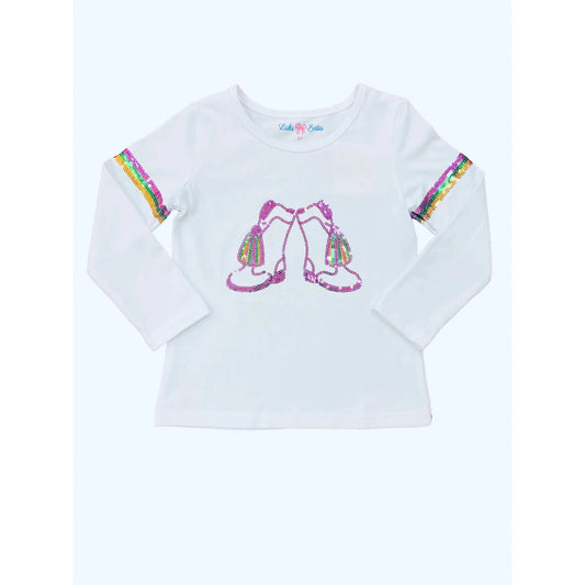 Mardi Gras Sequin Marching Boots Shirt