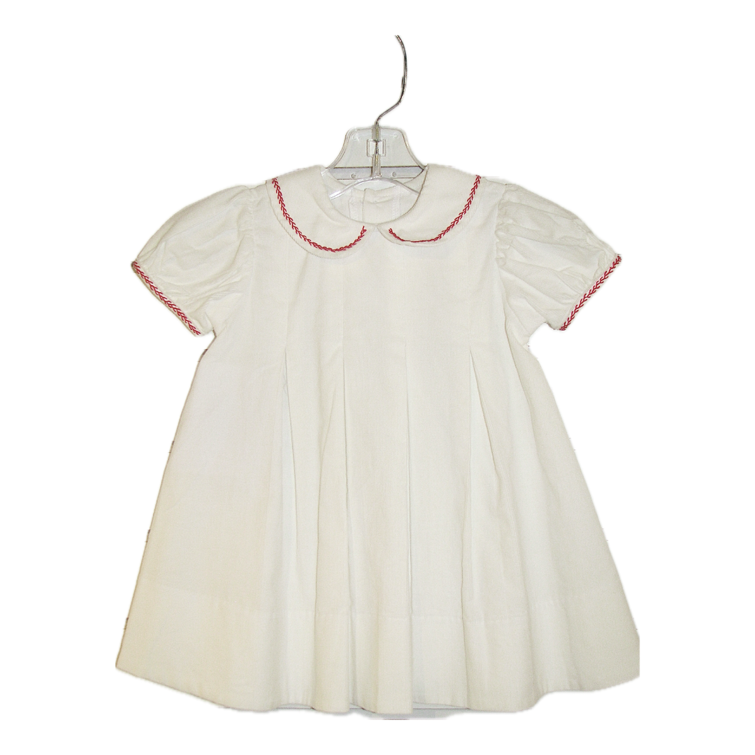 White Charlotte Dress With Red Stitching