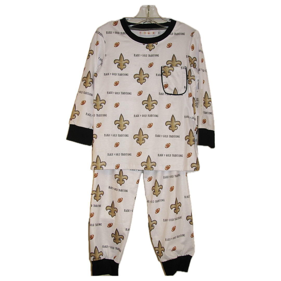 Printed Press-Black and Gold Traditions Saints Pajama Set