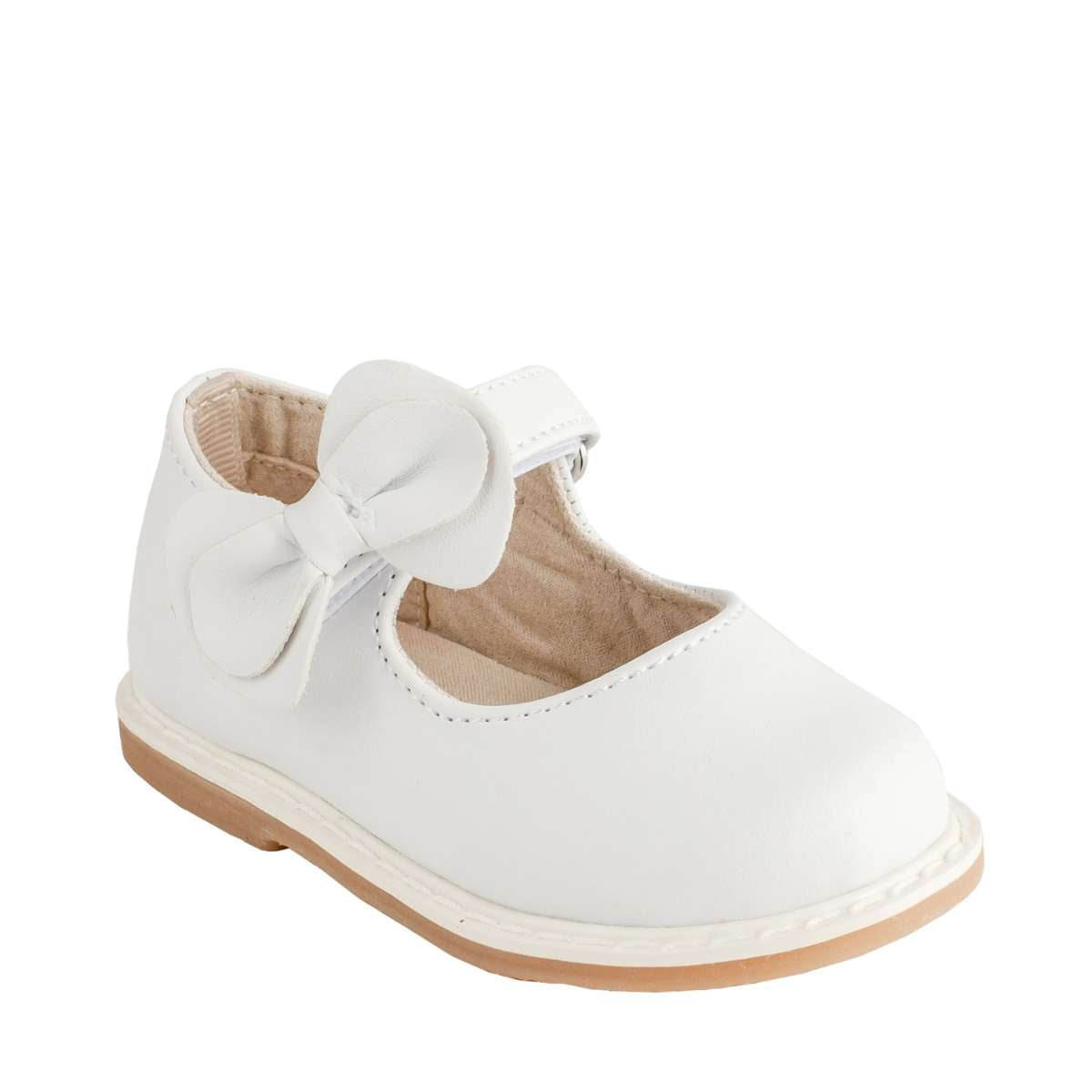 White Mary Jane Shoes with Velcro Strap