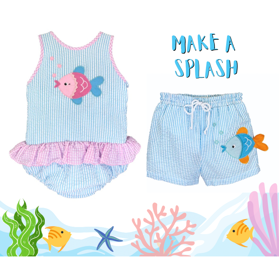 Petit Ami Swimsuit Boys Fish Applique