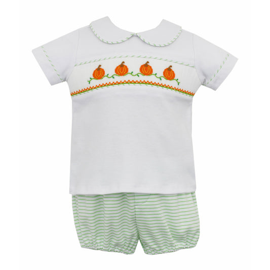 Petit Bebe Pumpkins Knit Stripe Bishop Diaper Set