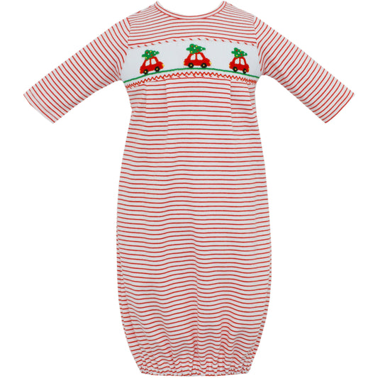 Holiday Trees Boy Gown Red Stripe