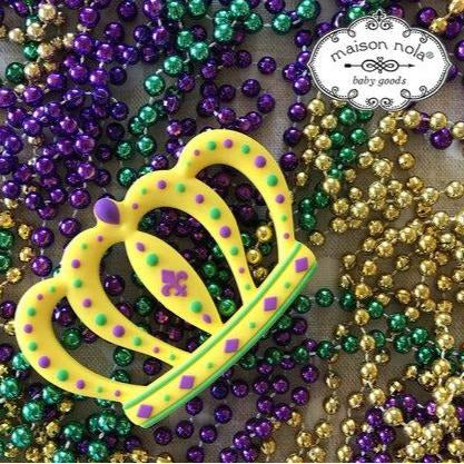 Mardi Gras Big Crown Silicone Teether