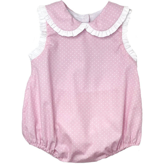 Petit Bebe Girls Pink Swiss Dot Bubble