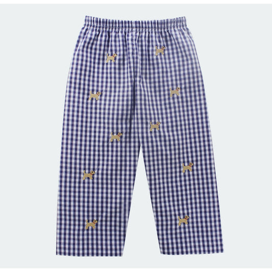 Embroidered Boy Labrador Pants Navy Check