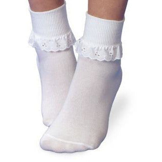 Jefferies Socks - Eyelet Ruffle White