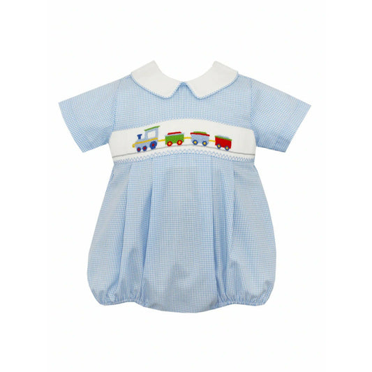 Petit Bebe Train Smocked Bubble