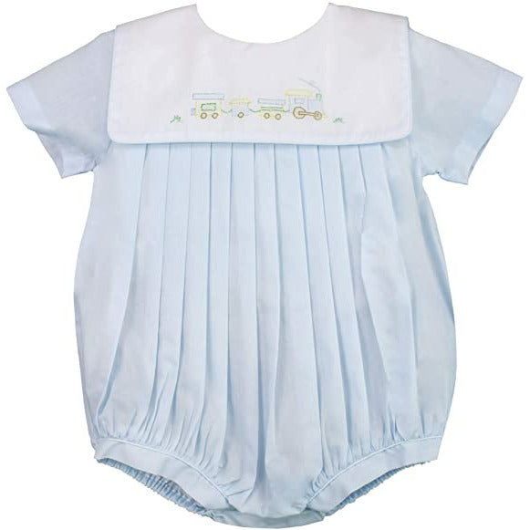 Petit Ami Train Romper Shadow Embroidery