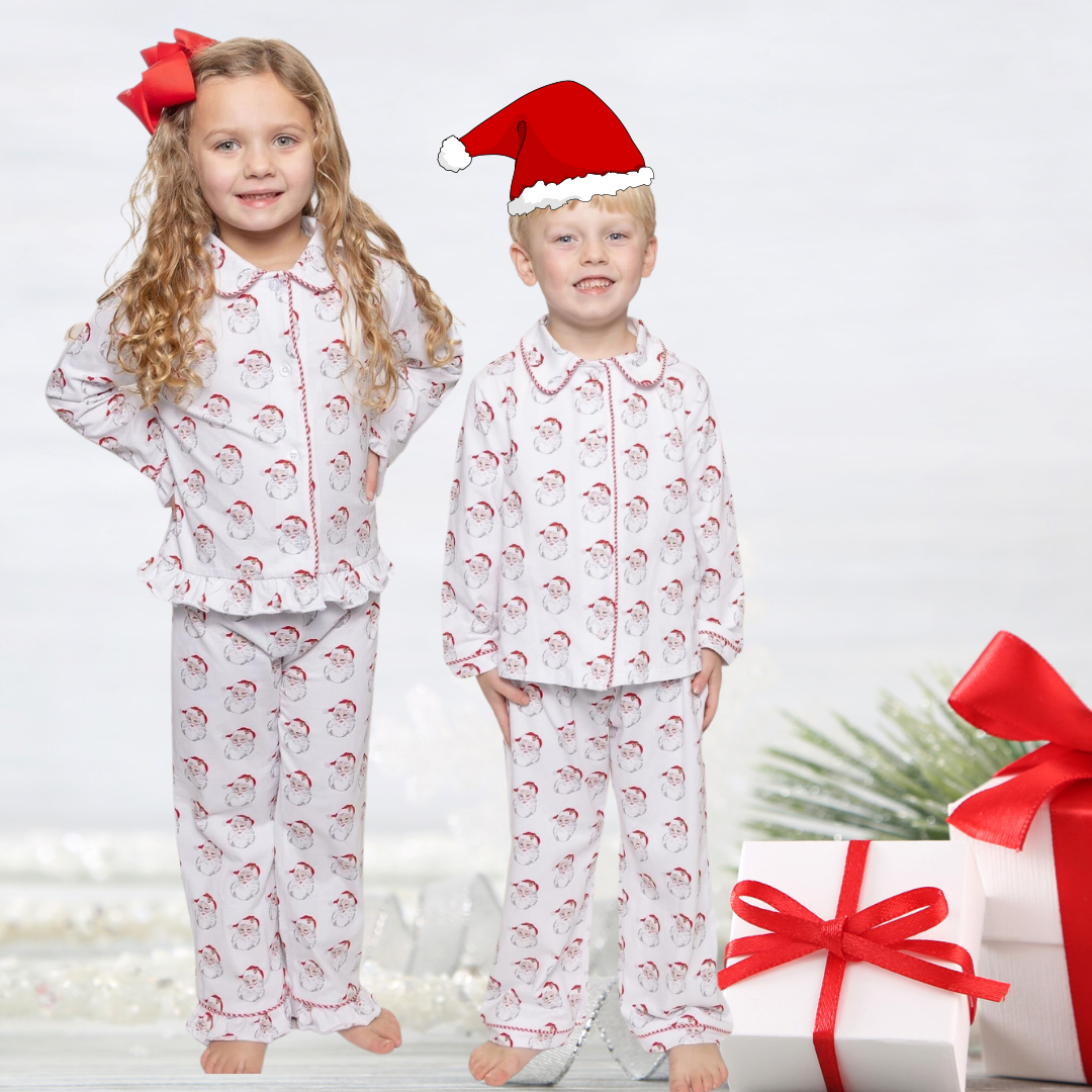 Vintage Santa Girl Knit PJ Set