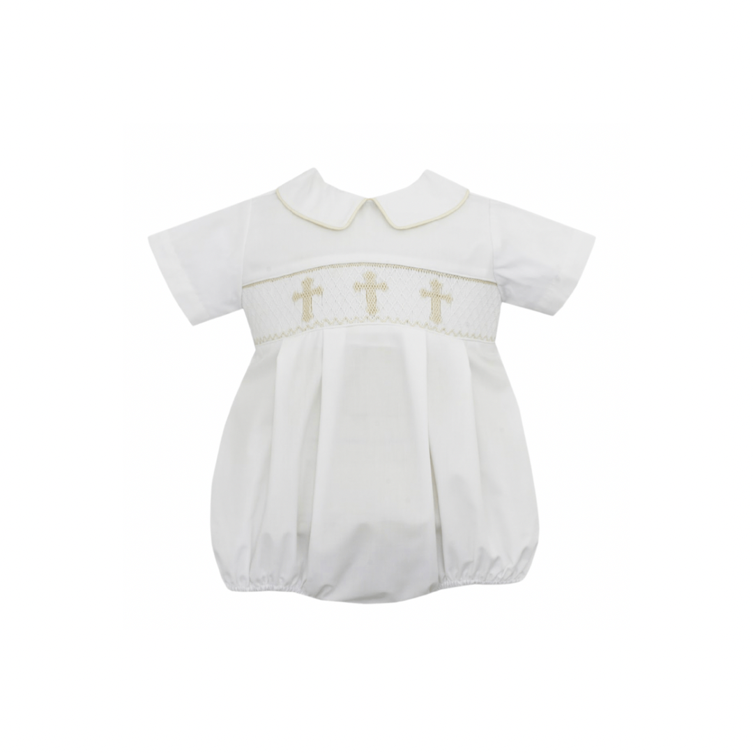 Petit Bebe Cross Boys Smocked Bubble