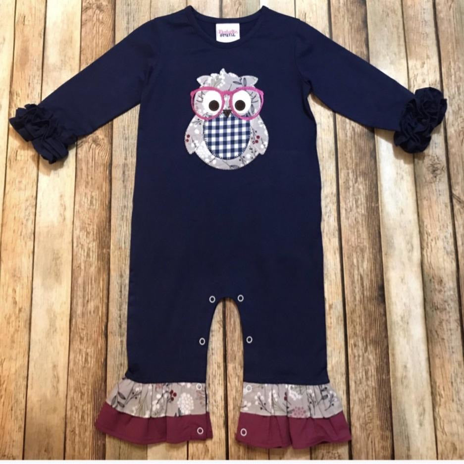 Natalie Grant - Owl Applique Romper Girls