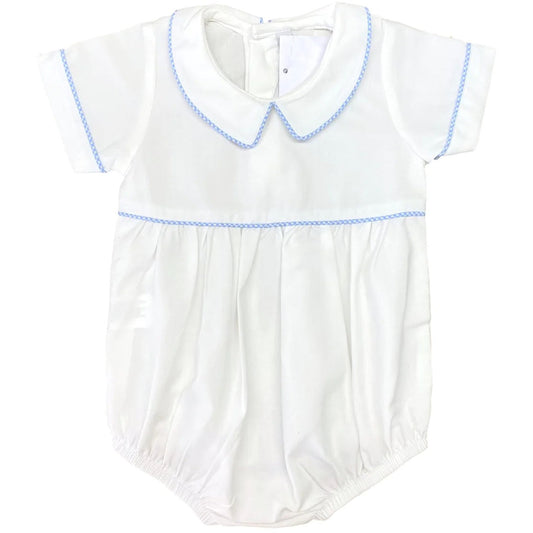 Sweet Dreams - Boys White w/Gingham Blue Trim Bubble